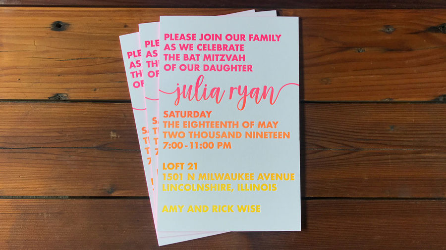 Julia Ryan Bat Mitzvah Invitation