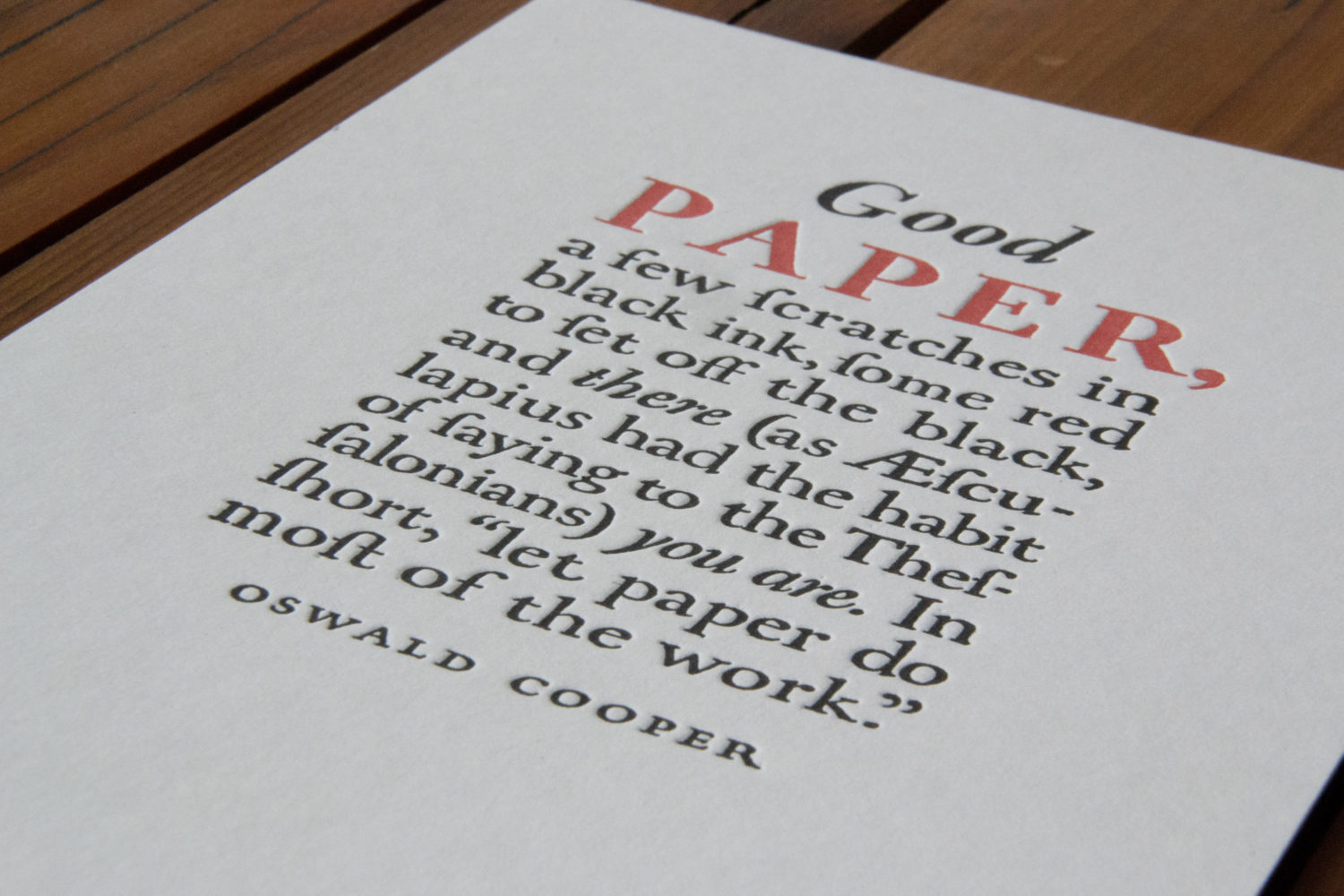Oswald Cooper Letterpress Card Detail